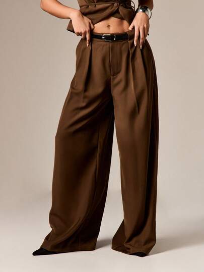 AiiRZ High Waisted Wide Leg Palazzo Trousers With Belt Loops For Women Fall Winter Office Wear