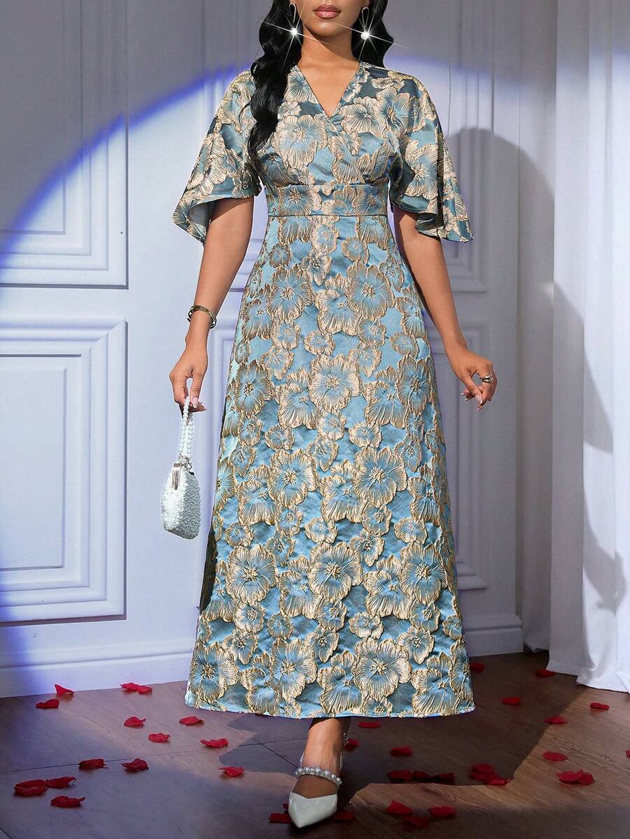 SHEIN Lady 女士优雅派对提花连衣裙