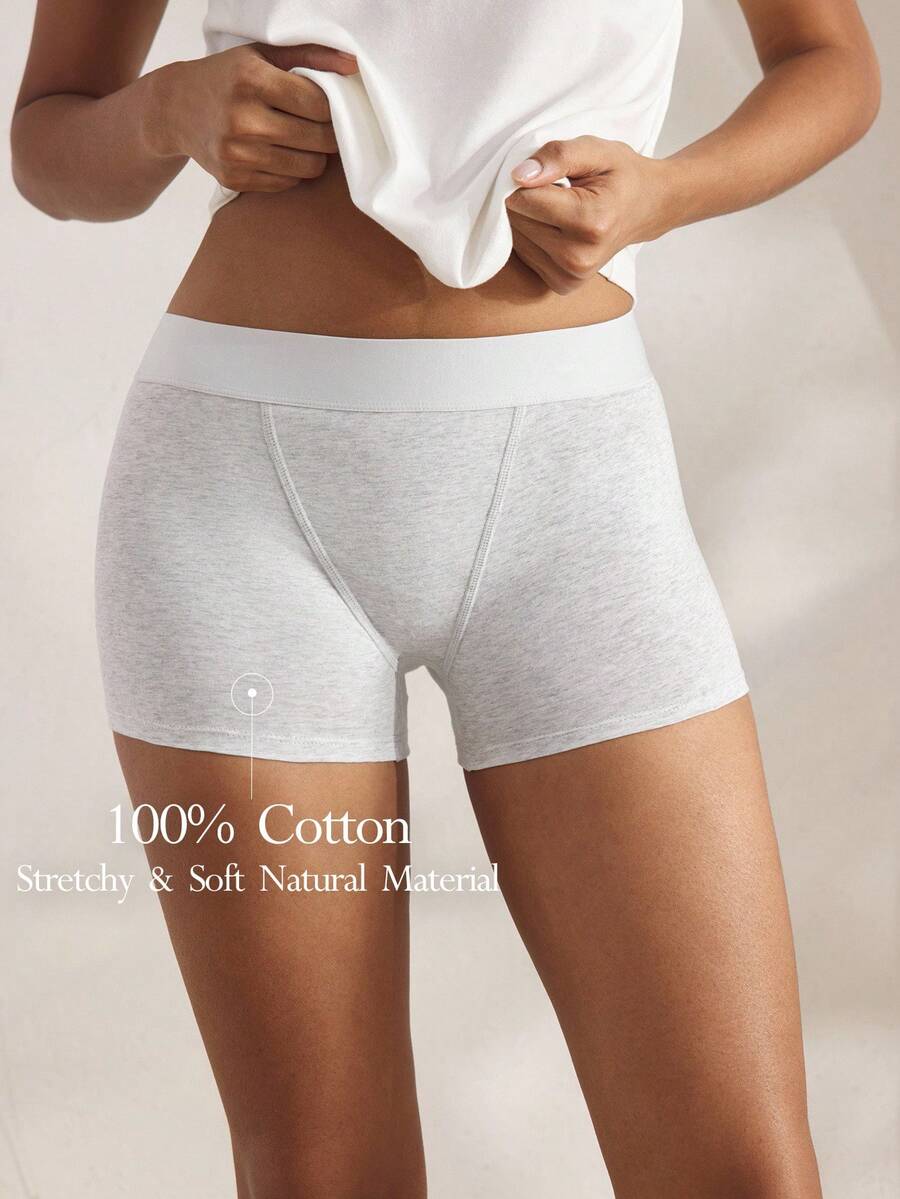Ocili Women's Comfortable Cotton Logo Waistband Casual Panties - Light Grey - View 1