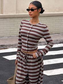 Muchica Bộ đồ dệt kim sọc nhiều màu dành cho nữ - Nhiều màu - Xem 5