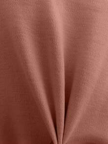 EURMUSE Women Solid Color Hearth Embroidery Round Neck Drop Shoulder Pullover & Sweater Pants Set - Dusty Pink - View 3