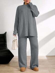 EURMUSE Ladies' Plain And Simple Daily Style Belt And Woolen 2pcs/Set - Grey - View 6