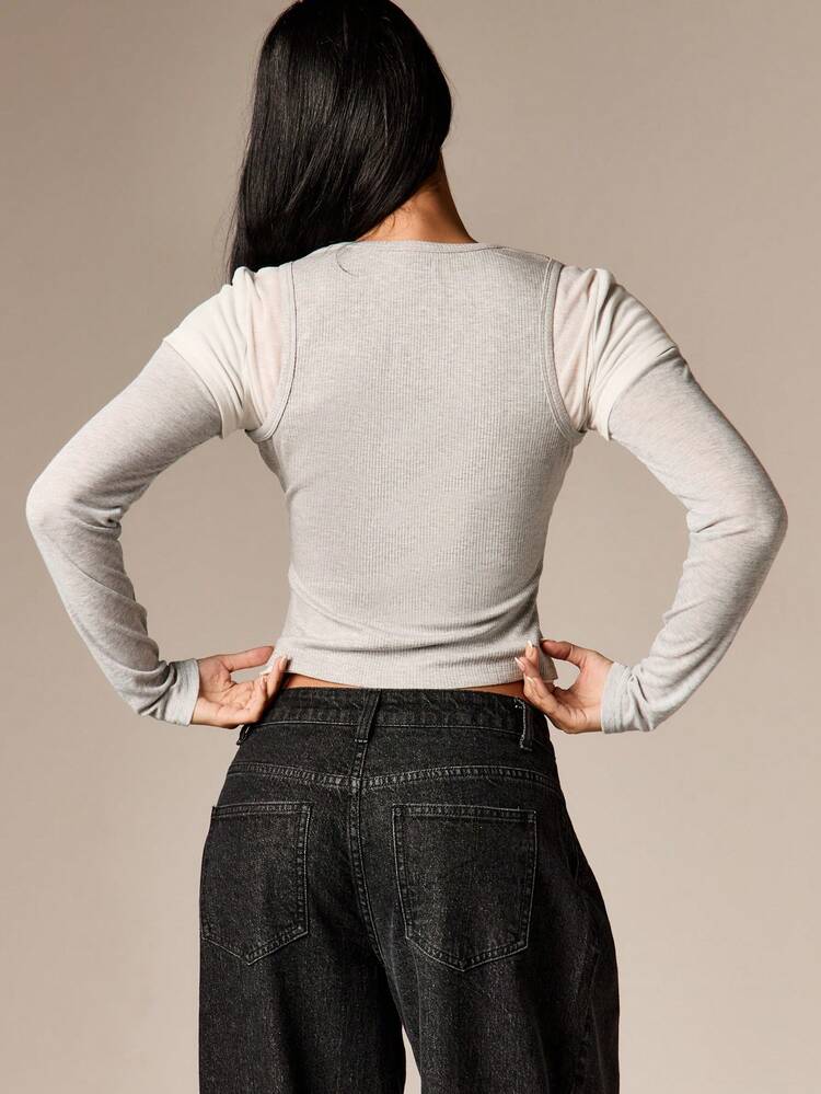 Ribbed Tank With Long Sleeve Layer