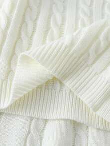 SHEIN Genkimix Kids 2pcs/Set Toddler Girls' Fashion V-Neck Vintage Cable Knit Sweater Top With Black Horse Embroidery Paired With Matching Knit Skirt, Casual Sporty Style, Comfortable And Smooth Texture, Suitable For Autumn/Winter Girl Knit Set Girls Sweater Dress Girl Clothes Autumn And Winter Clothes Girl S Spring And Autumn Dress Autumn And Winter Young Girls Dressse Girls Clothes Autumn And Winter Autumn And Winter Girls Dress Girl Spring And Autumn Dress - White - View 8