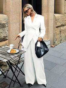 Aloruh Angola Red Basic Office/Casual Suit Set - White - View 7