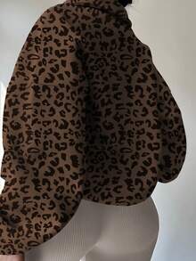EMERY ROSE Plus Size Dropped Shoulder Long Sleeve Loose Half-Zip Casual Pullover Pullover Sweatshirt - Chocolate Brown - View 2