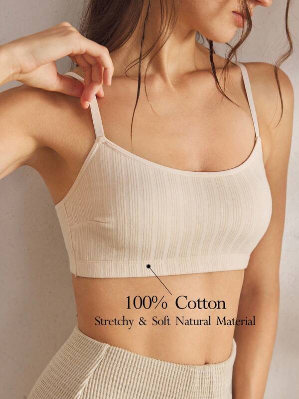 Ocili Women's Comfortable Cotton Rib Knit Bra