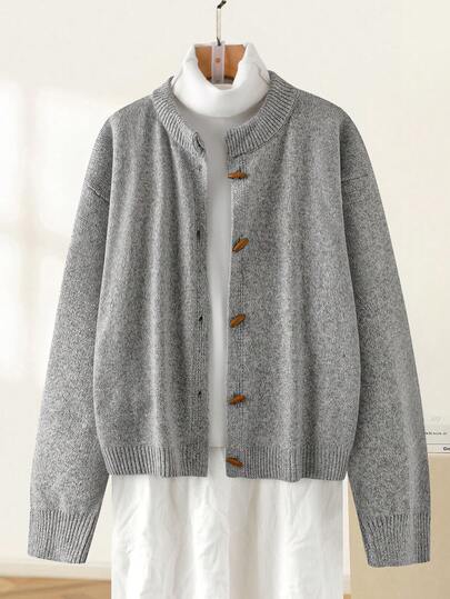 EMERY ROSE 大码女式新款复古风柔软开衫，宽松休闲针织毛衣开衫，冬季必备