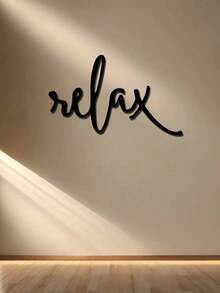 1 pieza Decoración artística Palabra "Relax" de metal negro - Letrero decorativo moderno para baño - Decoración colgante para baño - Escultura de pared de hierro para decoración del hogar, decoración de habitación, decoración de pared, regalo de cumpleaños y graduación - Multicolor - Ver 6