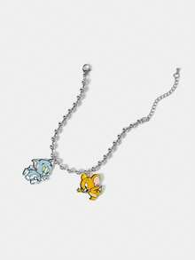 TOM & JERRY X SHEIN 1件 时尚可爱卡通串珠手链 - 銀色 - 查看 3