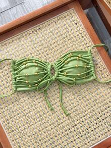 Swim Mod Áo tắm hở lưng màu xanh lá cây thời trang gợi cảm dành cho nữ, Xuân/Hè - màu xanh lá - Xem 2