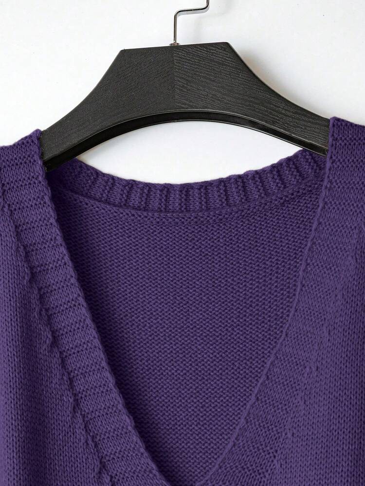EMERY ROSE 新款纯色针织背心，简约欧美风格，百搭时尚 - 紫色 - 查看 4