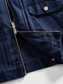 ROMWE MEN Street Life Áo khoác vá màu tương phản thường ngày dành cho nam, mùa thu - màu đen - Xem 5