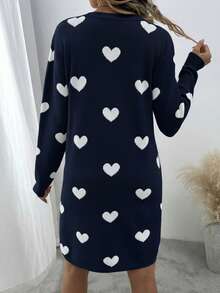 Cheriluna Maternity Heart Print Maternity Sweater, H-Silhouette, Valentine's Day