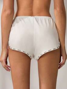 SHEIN Women's Minimalist Letter Waistband Trim Low-Rise Boyshort Panties - Black and White - View 3