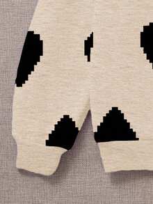 Young Girl Casual Minimalist Classic Digital Pixel Heart Print Loose Fit Crew Neck Comfortable Daily Knit Long Sleeve Sweatshirt, Suitable For Autumn/Winter - Multicolor - View 6