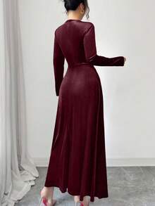 Modelyn Vestido de mujer con diseño francés para ceñir la cintura y estilizar la figura - Burdeos - Ver 2