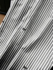 SHEIN Clasi 大码女式腰带条纹蝴蝶结装饰阔腿宽松休闲裤 - 黑色 - 查看 3