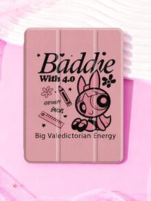 THE POWERPUFF GIRLS X SHEIN 可爱创意卡通花朵图案，高端质感，简约全透明，防震时尚平板电脑保护套，万圣节和圣诞节礼物，兼容三星 Galaxy Tab、iPad 10 代、iPad 7/8/9 代（10.2 英寸） - 彩色 - 查看 1