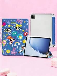 THE POWERPUFF GIRLS X SHEIN Cute And Creative Cartoon Blossom, Bubbles, Buttercup Pattern Shockproof And Fashionable Pad Case, Halloween And Christmas Gift,Compatible With Samsung Galaxy Tab S6 Lite 10.4 Inch,IPad (A16) 11th Generation 11 Inch 2025,IPad 7th/8th/9th Generation (10.2-Inch)