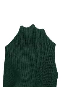 Elenzga Autumn/Winter New Solid Color Cinched Waist Bodycon Knit Dress - Green - View 8