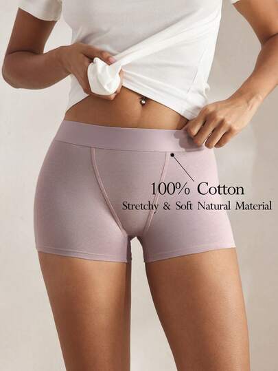 Ocili شورتات قطنية بسيطة مريحة بطراز صديق مع شعار منسوج، شورتات بوكسر نسائية مريحة، راحة وأناقة في فصل الخريف