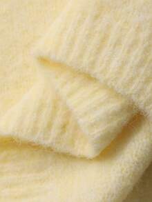 DAZY 女士圆领度假风长袖休闲针织开衫 Y2k - 黃色 - 查看 7