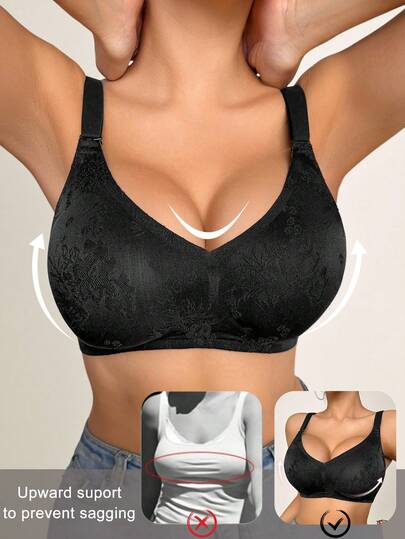1pc Women's Minimalist Fashion Solid Color Comfortable Seamless Jelly Gel Wireless Non-Removable Lining Bra