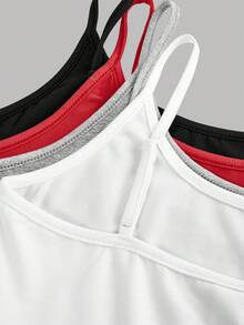 Girlism 4pcs/Set Teen Girls' Cropped Casual Camisole Tops, Suitable For Spring, Summer, Autumn And Winter - Red - View 11