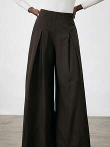 Aveloria Modichic 优雅高腰休闲裤，适合工作和日常穿着，秋冬季百搭之选 - 咖啡棕 - 查看 3