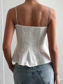 DAZY 女士夏季度假纹理面料休闲吊带背心 - 白色 - 查看 3