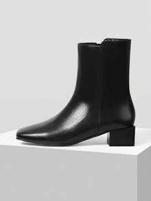 MOTF 侧拉链奢华时尚方头短靴 - 黑色 - 查看 2