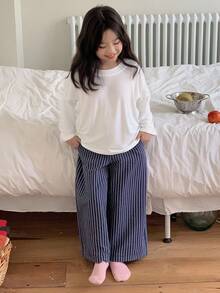 DAZY 2件套女童圆领长袖针织上衣和裤子家居服套装 - 白色 - 查看 6