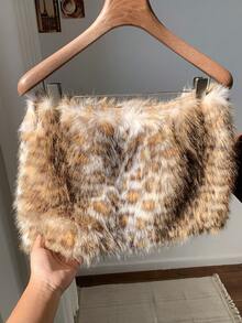 Comfortcana Y2K 女式豹纹仿皮草迷你裙、豹纹仿皮草裙、万圣节服装、豹纹裙、猎豹裙、猎豹印花 - 彩色 - 查看 9