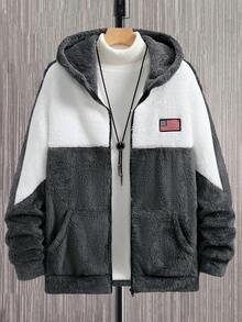 Manfinity Homme Áo khoác nỉ có mũ kéo khóa thêu cờ Mỹ dành cho nam mùa Thu/Đông, áo nỉ phong cách đường phố, áo nỉ có mũ kéo khóa cho nam, áo hoodie, áo hoodie casual có mũ kéo khóa, phong cách cổ điển, thích hợp cho sinh hoạt hàng ngày, những chuyến đi cuối tuần, hoạt động ngoài trời, du lịch, môi trường làm việc thoải mái hoặc các dịp bán trang trọng, quà tặng cho bạn trai/chồng, quà kỷ niệm, quà Giáng sinh, áo dài tay. - Nhiều màu - Xem 3