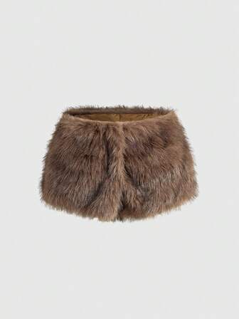 Grunge Punk Y2K Baddie Faux Fur Super Low Rise Mini Shorts