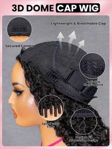 Wear & Go Burmese Curly Human Hair Half Wig 3 In 1 Drawstring Wig Ramah untuk Pemula, Pas Fleksibel, Tampilan Alami dan Tanpa Sambungan, Kepadatan 180%, Bob 14-16 Inci & Panjang 18-26 Inci - SNatural - View 7