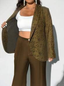 Viva Relle 纹理3D花卉金色腰带蝴蝶结夹克，秋冬 - 金色 - 查看 7