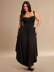 SHEIN BAE Quần ống đứng dáng rộng, màu trơn, thời trang, cạp trung, cỡ lớn, thu đông, quần xếp ly co giãn dệt kim, Giáng sinh, Áo nữ, Phụ nữ Giáng sinh, Quần dự tiệc Giáng sinh, Phụ nữ Lễ Tạ ơn, Quần gợi cảm, Quần cho nữ, Quần công sở cỡ lớn, Phụ nữ có đường cong, Phụ nữ Giáng sinh, Quần dự tiệc cưới, Mùa hè, Quần nữ đêm giao thừa, Quần thanh lịch dự tiệc, Lễ tốt nghiệp, Kỳ nghỉ, Quần dự tiệc sinh nhật, Giáng sinh, Lễ Tạ ơn - màu đen - Xem 3