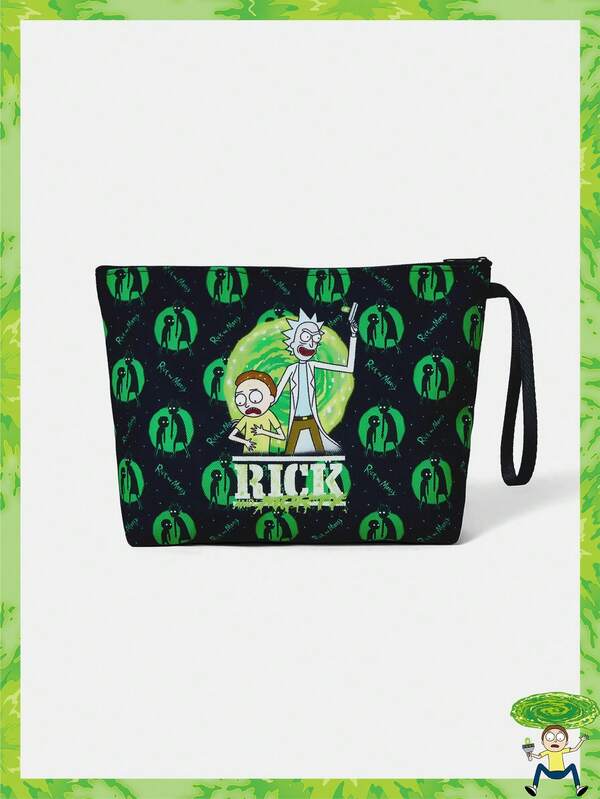 Rick and Morty X SHEIN Fashionable Cartoon Figure Pattern Toiletry Bag