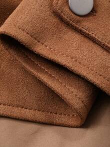 DAZY Men's Thick Short Brown Suede Fabric Jacket And Coat, Autumn/Winter - Brown - View 7