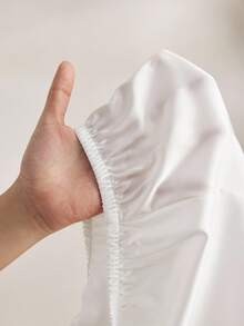 Ocili Comfortable Silky Satin Drawstring Slit Hem Women Sleepwear Bottoms, Chic Autumn Slumber - White - View 7