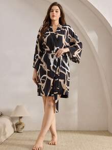 Ocili Bata cómoda y casual de talla grande con patrón abstracto suave, elegante y confortable para el otoño e invierno - Multicolor - Ver 6