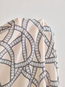 Ocili Plus Size Comfortable Cotton Printed Casual Soft Abstract Chain Chic Autumn Easy Comfort Sleepwear - Khaki - View 8