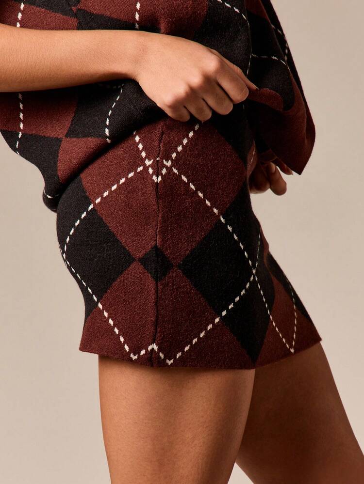 Argyle Knit Mini Skirt