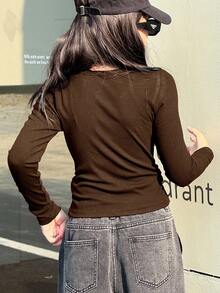 DAZY 少女纯色针织长袖T恤