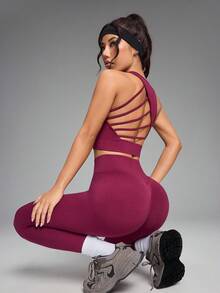 Innovista Conjunto de entrenamiento sin costuras de color rojo bronceado, con alto soporte, secado rápido, ropa deportiva diaria, yoga, entrenamiento HIIT, de oficina al gimnasio, mallas, ropa deportiva de otoño, sujetador, pantalones de compresión, control del abdomen, figura favorecedora, cardio, running, ejercicio al aire libre, saludable, listo para TT, Reel de IG, OOTD, conjunto de fitness de mamá trabajadora de 2 piezas, equipo de rendimiento atlético