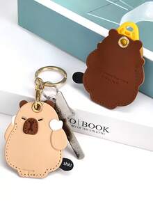 POKOJA LAND Kawaii Capybara Card Keychain, Viral Animal Cardholder Key Ring With Lanyard, Cute Gift For Friends - Multicolor - View 3
