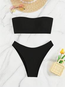 Oceva 素色抹胸比基尼泳裝 - 黑色 - 查看 3