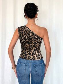 SHEIN Raffinéa Women's Black Sexy Metallic Pleated Sleeveless Bodysuit - Brown - View 2